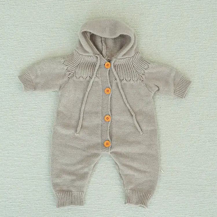 chimidoll-Combinaison à capuche tricotée grise confortable pour poupées Reborn