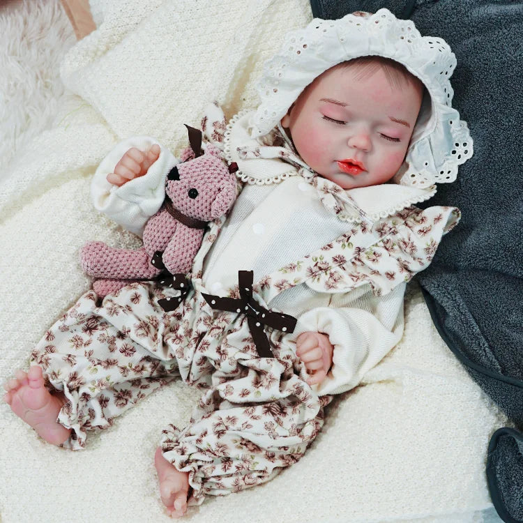 Chimidoll - Tierna Muñeca Bebé Recién Nacida Durmiendo - Con Set de Alimentación - Empaquetada en Caja de Regalo.