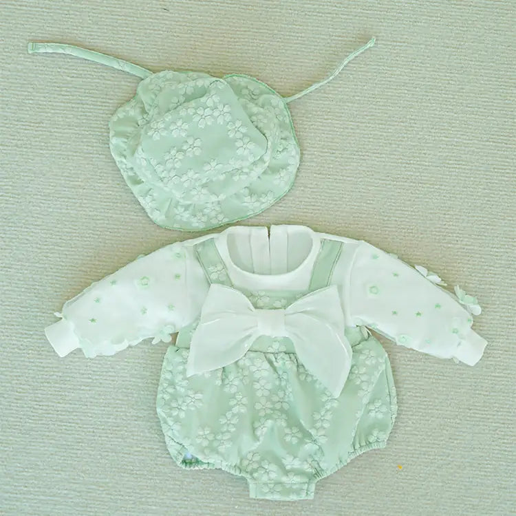 Mint green outfit with bonnet for reborn doll
