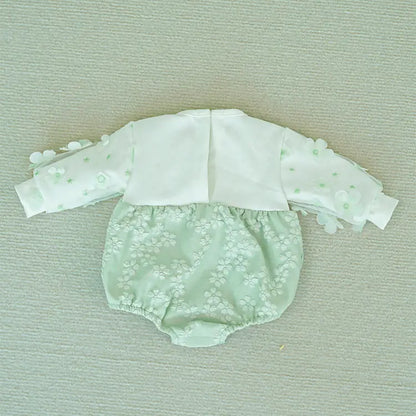 Mint green romper with white cardigan for reborn doll
